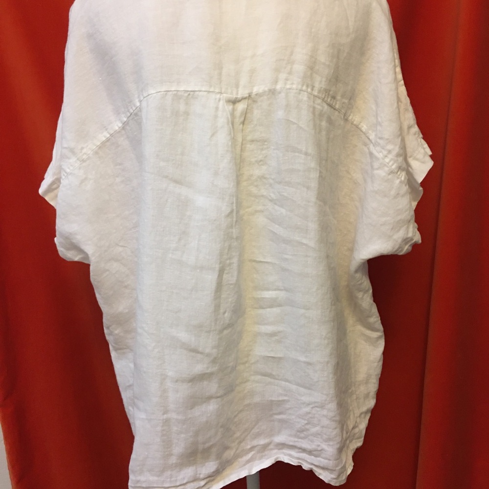 Eileen Fisher woman short sleeve linen top relaxed white size 2X - Picture 5 of 7
